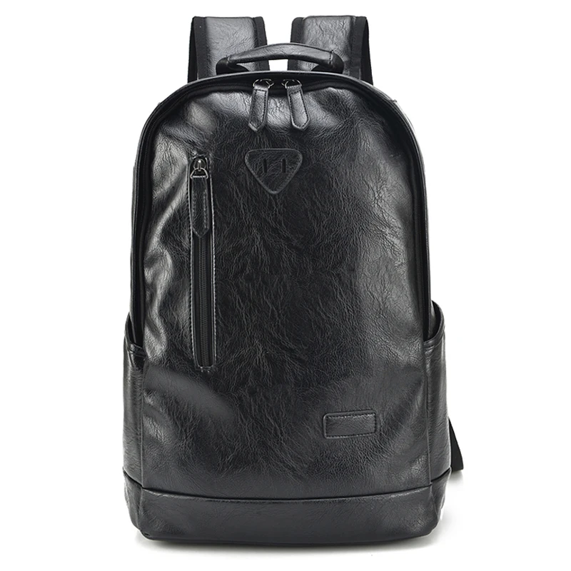 

2019 PU Leather Backpack Men 15.6 Laptop Bagpack Travel Waterproof Male Mochila Back Pack School Bags USB Charger Black Male Bag