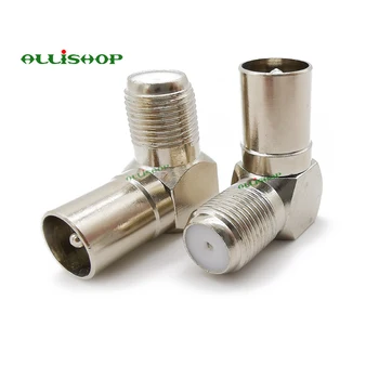 

1Pcs F-Type Female to Male PAL RF Aerial Antenna Plug Right Angle Connector F Female to TV Male For TV Areal Satellite TV