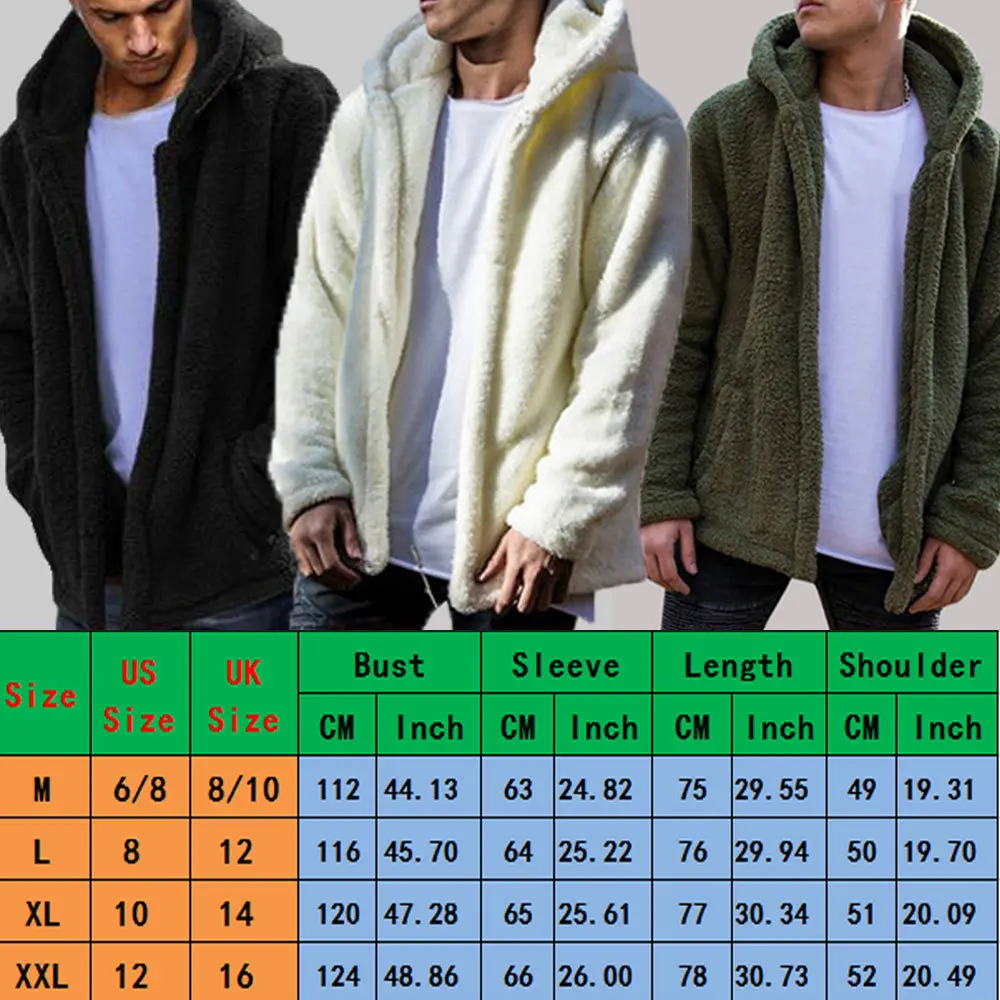 Zogaa Winter Men Warm Spelling Arrow Jacket Teddy Bear Long Sleeve Jacket Jackets Outwear Oversize Pocket Jackets