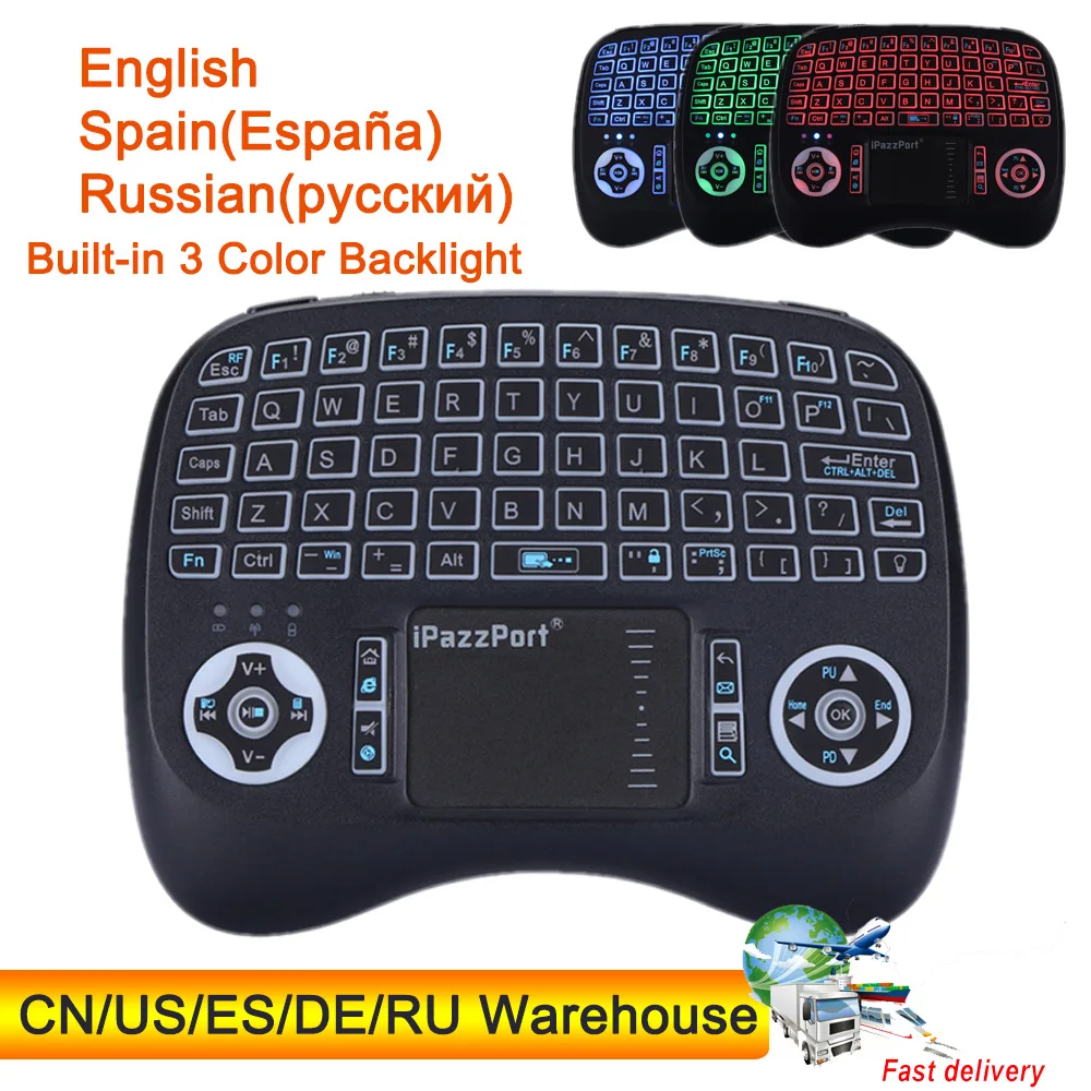 С подсветкой 2,4 ГГц беспроводной мини клавиатура подсветка Air мышь Touchpad игровая клавиатура и мышь с подсветкой для Планшетные ПК Android ТВ