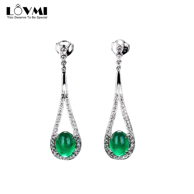 2021 Luxury Dangle Earrings For Women Emerald Gemstones Crystal Water Drop Long Pendants Sliver 925 Sterling Jewelry Wedding Same As Photo