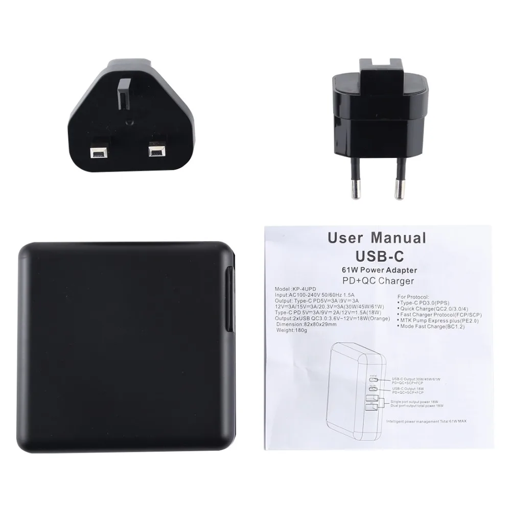 Используется по всему миру PD Dual USB-C/type-C+ QC 3,0 двойной USB интерфейс глобальная универсальная Быстрая зарядка телефон зарядное устройство для путешествий