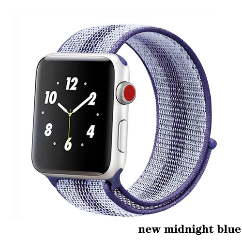 new midnight blue Нейлон pulseira для apple watch band 4 44 мм 40 мм(iwatch 5) apple watch 3 2 1 ремешок 42 мм 38 мм дышащий браслет ремень аксессуары - Цвет ремешка: new midnight blue