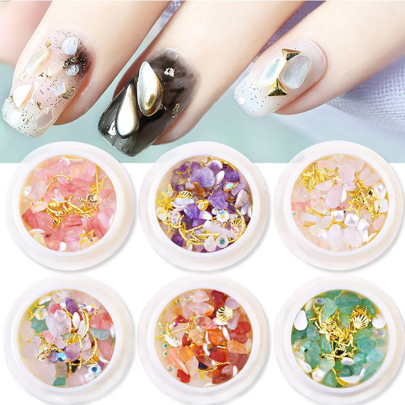 

1 Box 3D Nail Rhinestones Decoration Nail Bead Rivet Rhinestone Colorful Carnelian Irregular Nails Art Accessories DIY Design