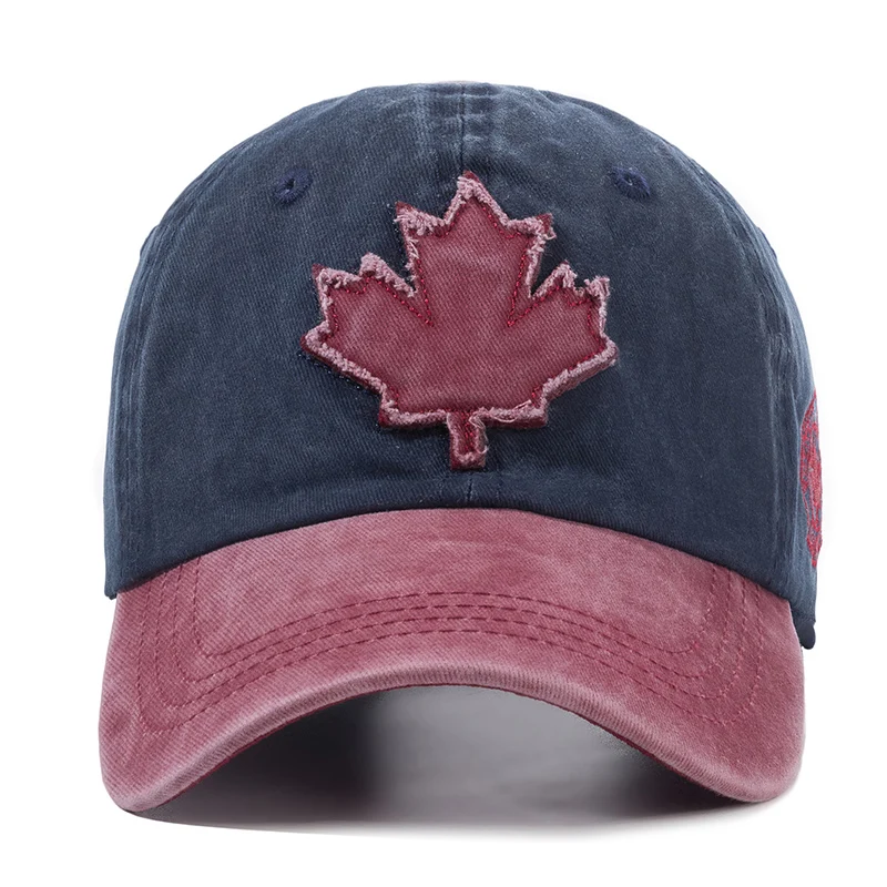 Unisex Washed Cotton Vintage Cap Canada Big Maple Leaf Embroidery Baseball Cap Men And Women Outdoor Sports Hats