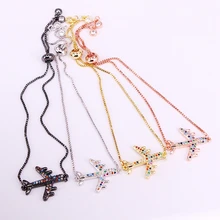 6 шт., Горячая Мода Радуга CZ Красочные циркония самолет регулируемое звено цепи браслеты