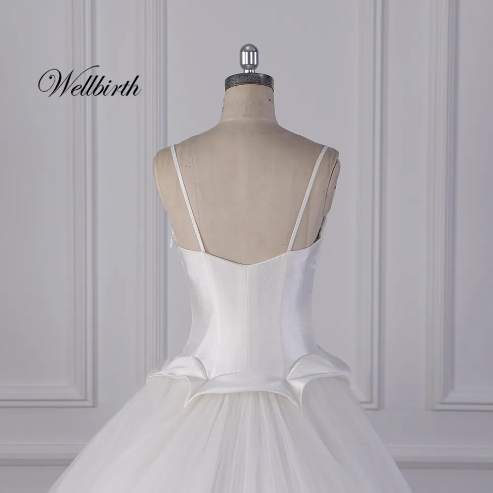 Реальное изображение Wellbirth Vestido de novia Возлюбленное-декольте бальное платье свадебное платье Спагетти ремень свадебное платье js004