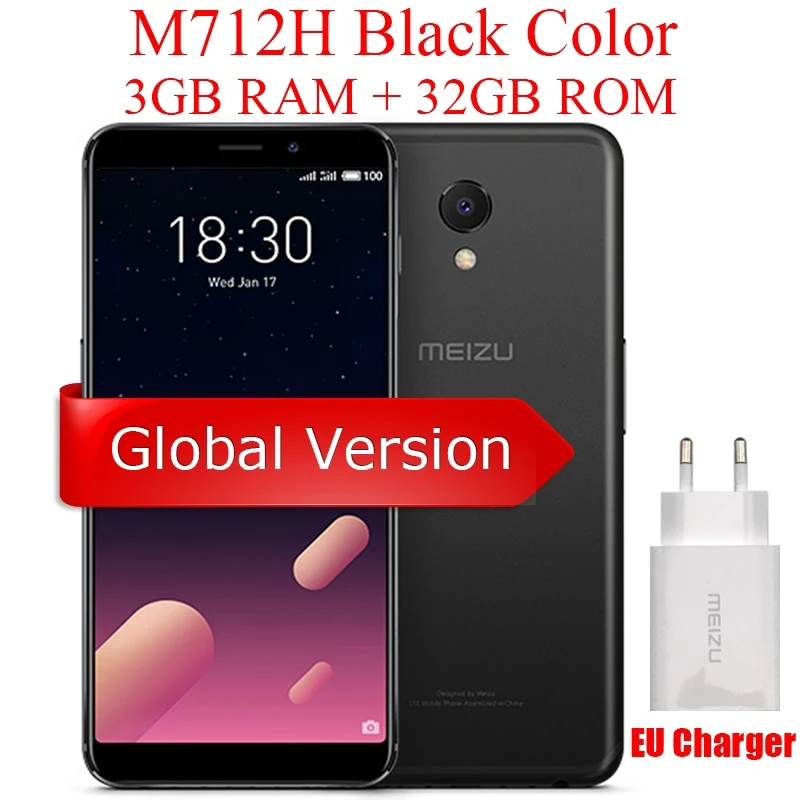 Meizu M6s, глобальная прошивка, 4G, LTE, 3G, 32G/64G, Exynos, 7872, Hexa Core, 5,7 дюймов, HD, ips экран, 16,0 Мп, отпечаток пальца, смартфон - Цвет: EU Black 3GB 32GB