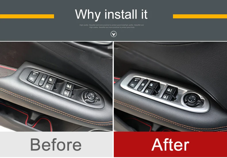 For Jeep Compass Window Lift Switch Button Cover Trims Door Armrest Panel Frame Interior Accessories