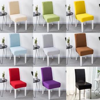 

Solid Color Chair Cover Spandex Stretch Elastic Slipcovers Chair Covers White For Dining Room Kitchen Wedding Banquet Hotel