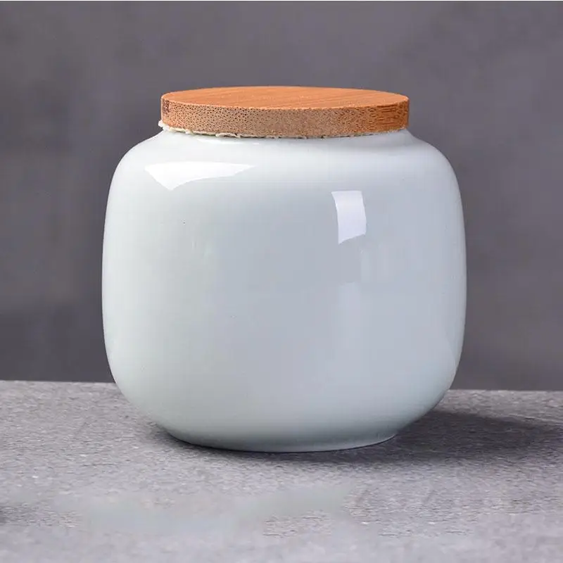 light cyan Керамическая банка для хранения чая s, керамическая банка для хранения, чайный набор для кунг-фу, аксессуары для чайной банки, коробка для домашнего офиса, чайная посуда - Цвет: light cyan