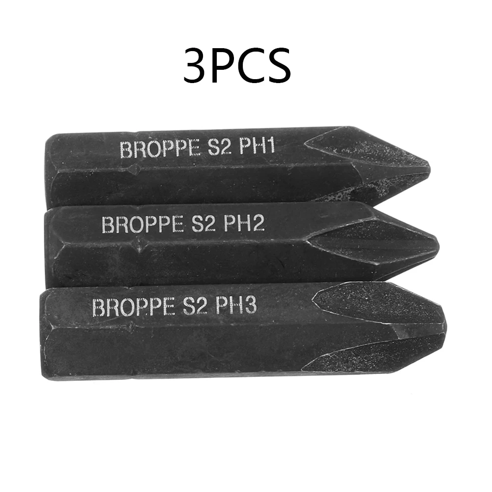 Screwdriver Bit Set 8mm Hex Shank Cross Phillips Electric Magnetic Bits For Heavy Duty Impact Driver Set 3Pcs