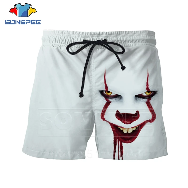 Летние мужские и женские шорты Pennywise с 3D принтом, два клоуна, пляжные, хип-хоп, уличные, спортивные, для фитнеса, модные эластичные штаны, C063-6 - Цвет: 4