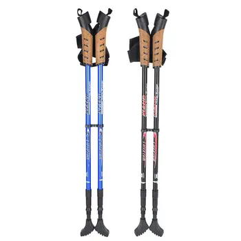 

2PCS Walking Sticks CNC Telescopic 3-section Canes Damping String On For Outdoor Climbing Skiing Poles Cork Straight Grip Handle