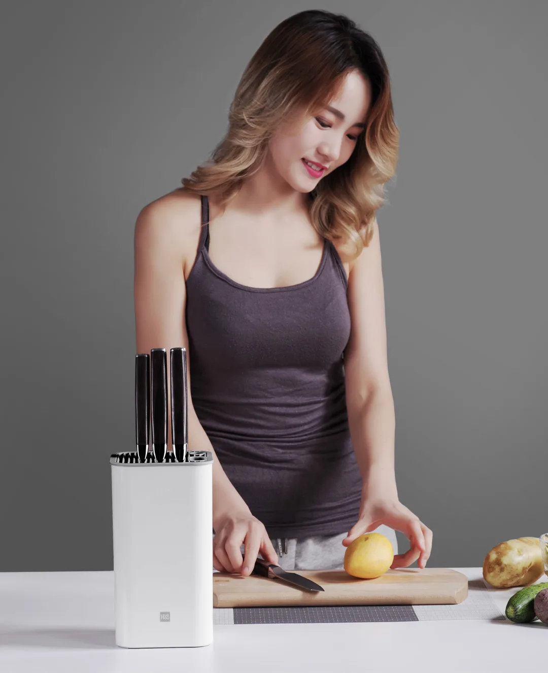 Xiaomi Mijia, держатель для кухонных ножей, держатель для инструментов Huohou, многофункциональный держатель для инструментов, блок для ножей, Варочные панели, трубчатая полка, хроморфная