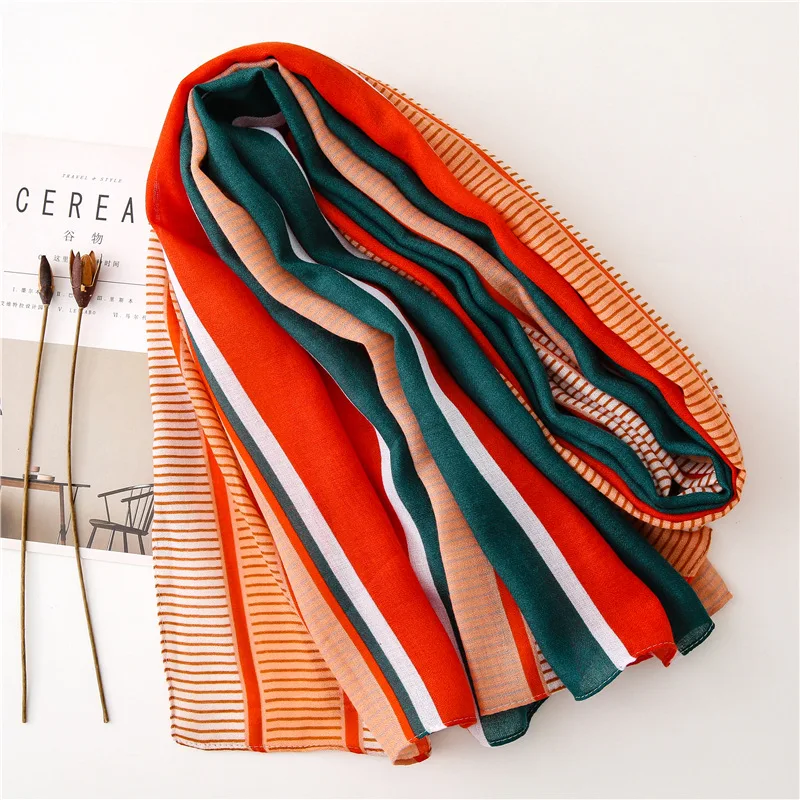 KYQIAO ladies office winter scarf Women Brand Fashion striped Shawl Scarf Soft Wrap Pashminas Sjaal Muslim Hijab Snood