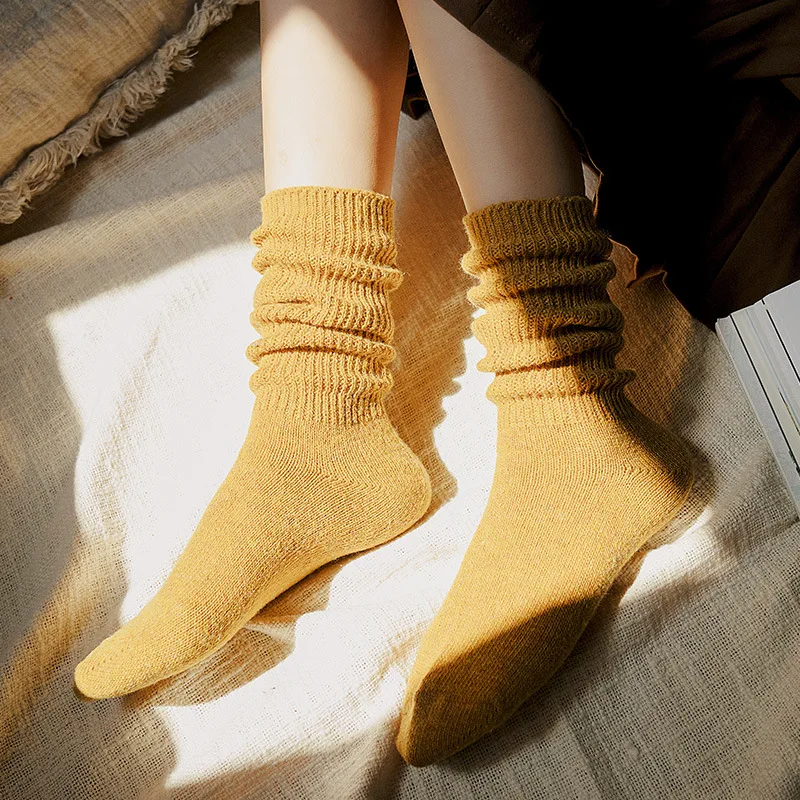 Dreamlikelin, осенне-зимние женские носки, одноцветные толстые теплые носки, женские повседневные шерстяные носки