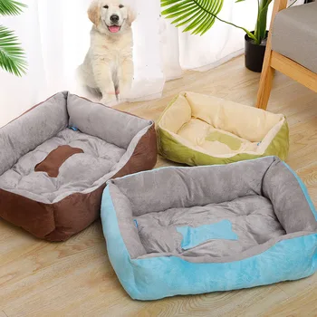 

Winter Autumn Warm Pet Bed Super Soft Cotton Fluff Dog Cat Cushion Puppy Kitty Cute Bone Print Mat Fashion Pet Nest Pet Supplies