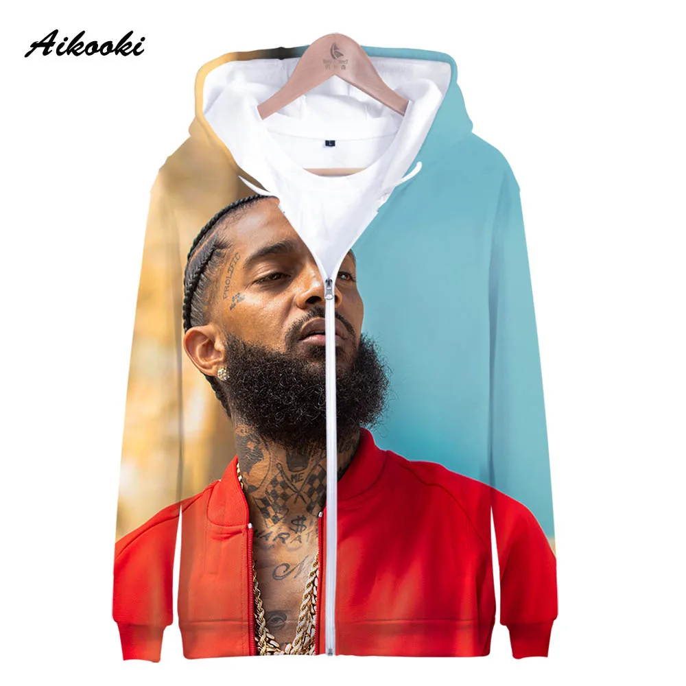 Aikooki Горячая Певица Nipsey Hussle толстовки для мужчин и женщин с капюшоном стойки в средней молнии Толстовка для мужчин s Hoody polluverers