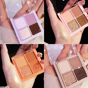 

4 Colors Eyeshadow Palette Mashed Potato Shimmer Eyeshadow Portable Pearlescent Waterproof Long Lasting Eyeshadow Palette