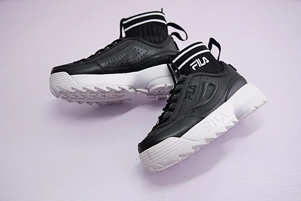 Fila Disruptor II EVO Sockfit Destroyer II Sawtooth Muffin вязаная обувь со средней подошвой белого, синего и красного цвета Fila Женская обувь для бега