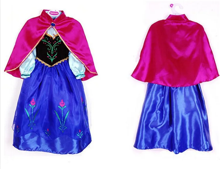 Зимнее платье Анны с длинными рукавами; рождественское платье для девочек; Детский карнавальный костюм; Детские праздничные платья для девочек; платье принцессы - Цвет: Blue
