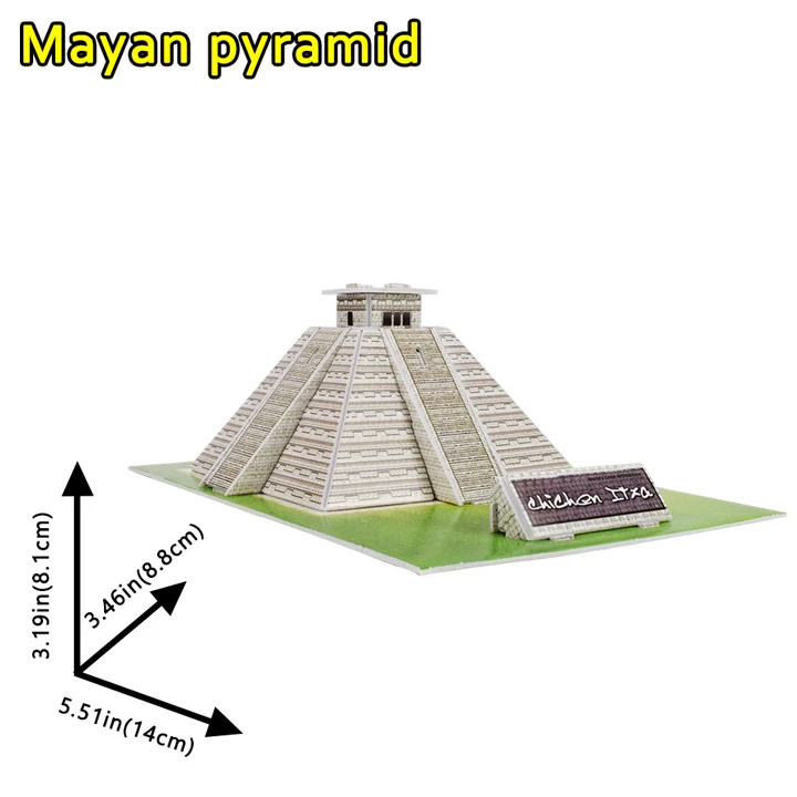 Mayan Pyramid Детские игрушки картонные 3D бумажные строительные игрушки-головоломки мир сувенир Белый дом Эйфелева башня подарки для детей развивающие - Цвет: Mayan Pyramid