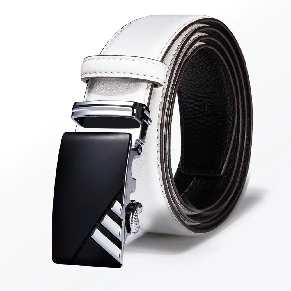 

130cm White Men Leather Belt New Male Designer Automatic Buckle Cowhide Leather Men Belt Luxury Belt For Men Barry.Wang GP-2050