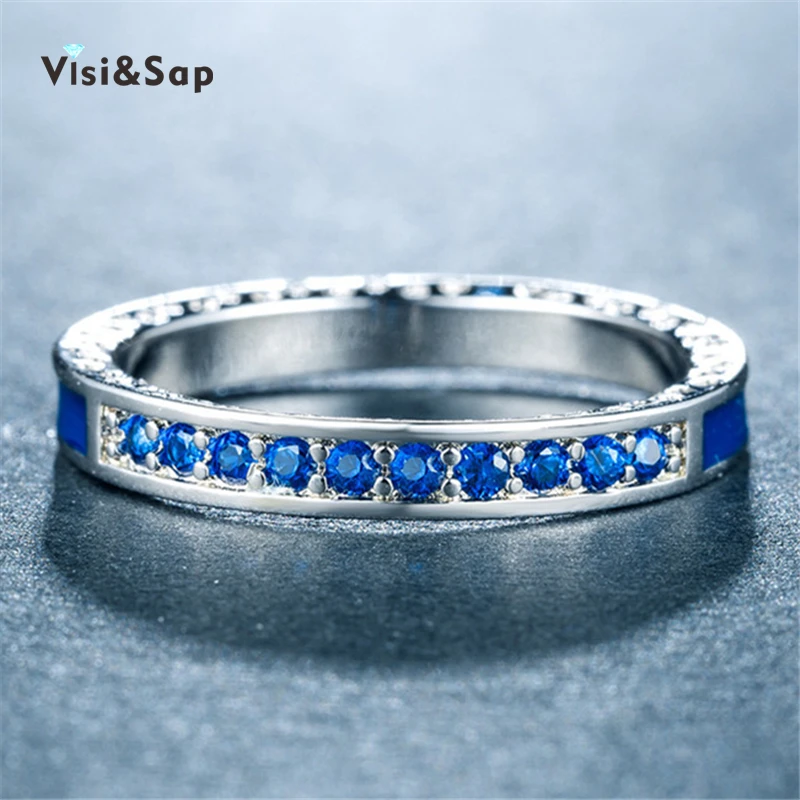 

Visisap Simple Multicolor Micro Pave Zircon Rings for Lady White Gold Color Jewelry Party Gifts Manufacturer Accessories B2081