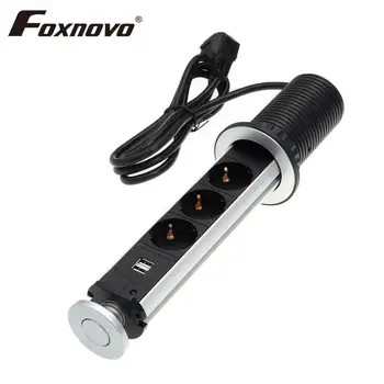 

Foxnovo Retractable Pop Up Power Socket Safe Charging Outlet EU UK AU US Plug USB Charger for Household Kitchen Office