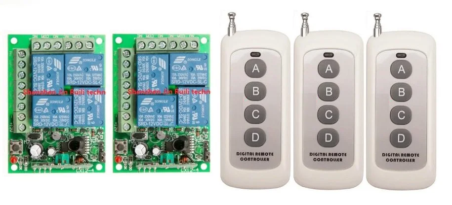 DC12V 10A 4CH Радиоуправление Лер RF беспроводной Реле дистанционное управление переключатель 315 МГц, 433 МГц teleswitch 3 передатчик+ 2 приемника