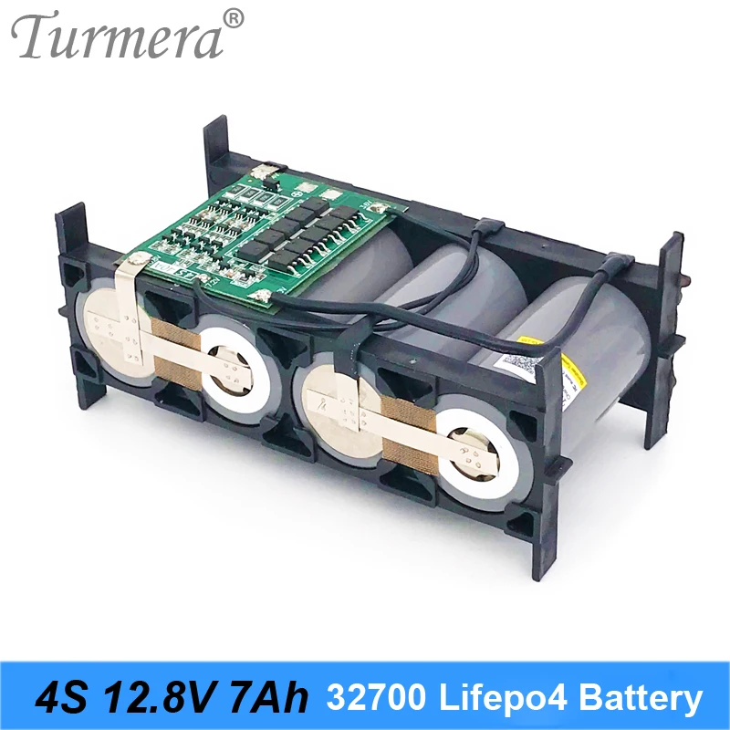 Turmera 32700 Lifepo4 Battery Pack 4S1P 12.8V 7Ah with 4S 40A Balanced BMS for Electric Boat and Uninterrupted Power Supply 12V 04