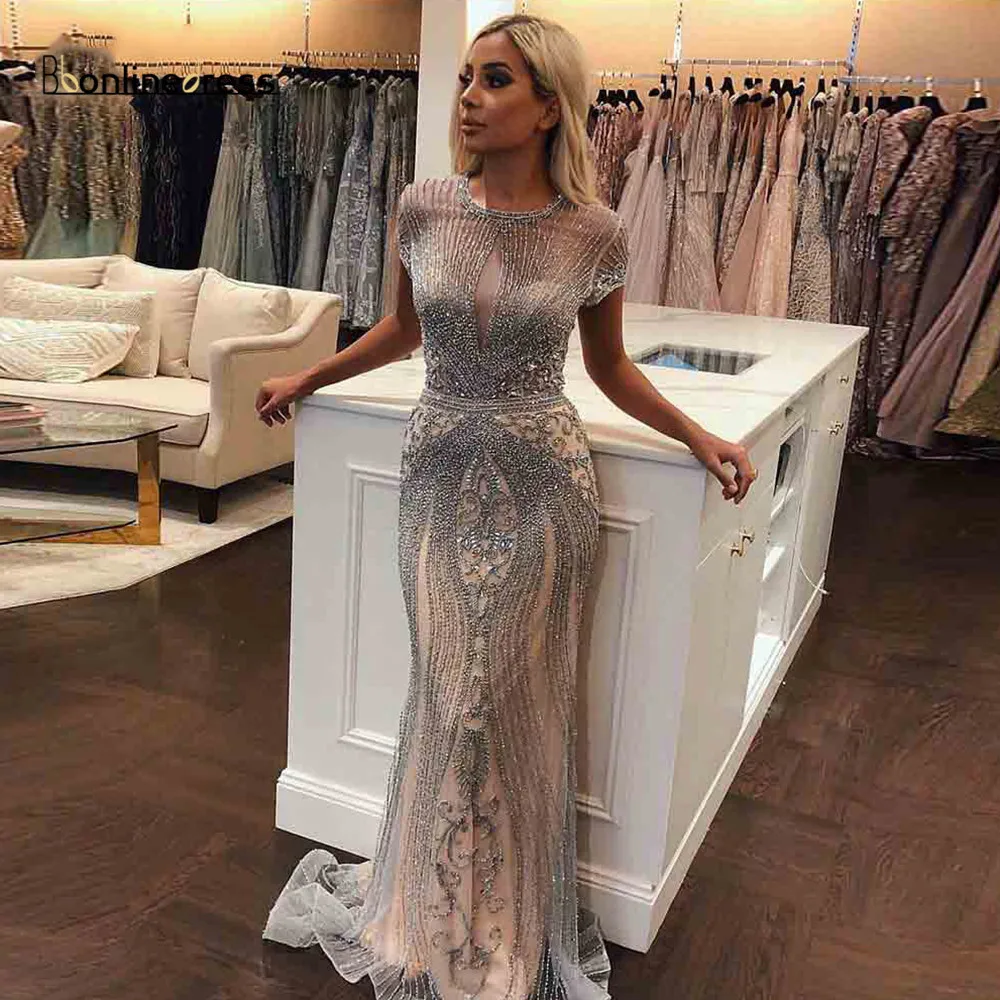 Bbonlinedress 2020 роскошные стразы вечернее платье Русалка Длинные вечерние платья с