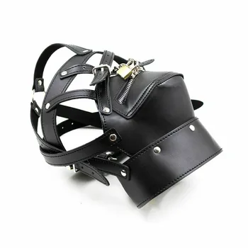 Gimp Head Harness Lockable Riding Mask Bondage Fetish Sex Toy BDSM Bondage Sex Headgear Erotic Black Slave Restraint Hood Mask 4