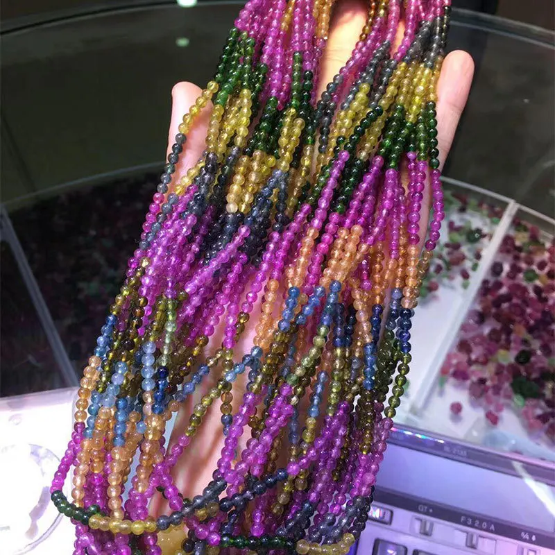 

Rainbow Tourmaline Three-loop Bracelets Candy-Colored Bracelets Multi-turn Accessories Crystal Transparent Clean Rainbow Tourmal