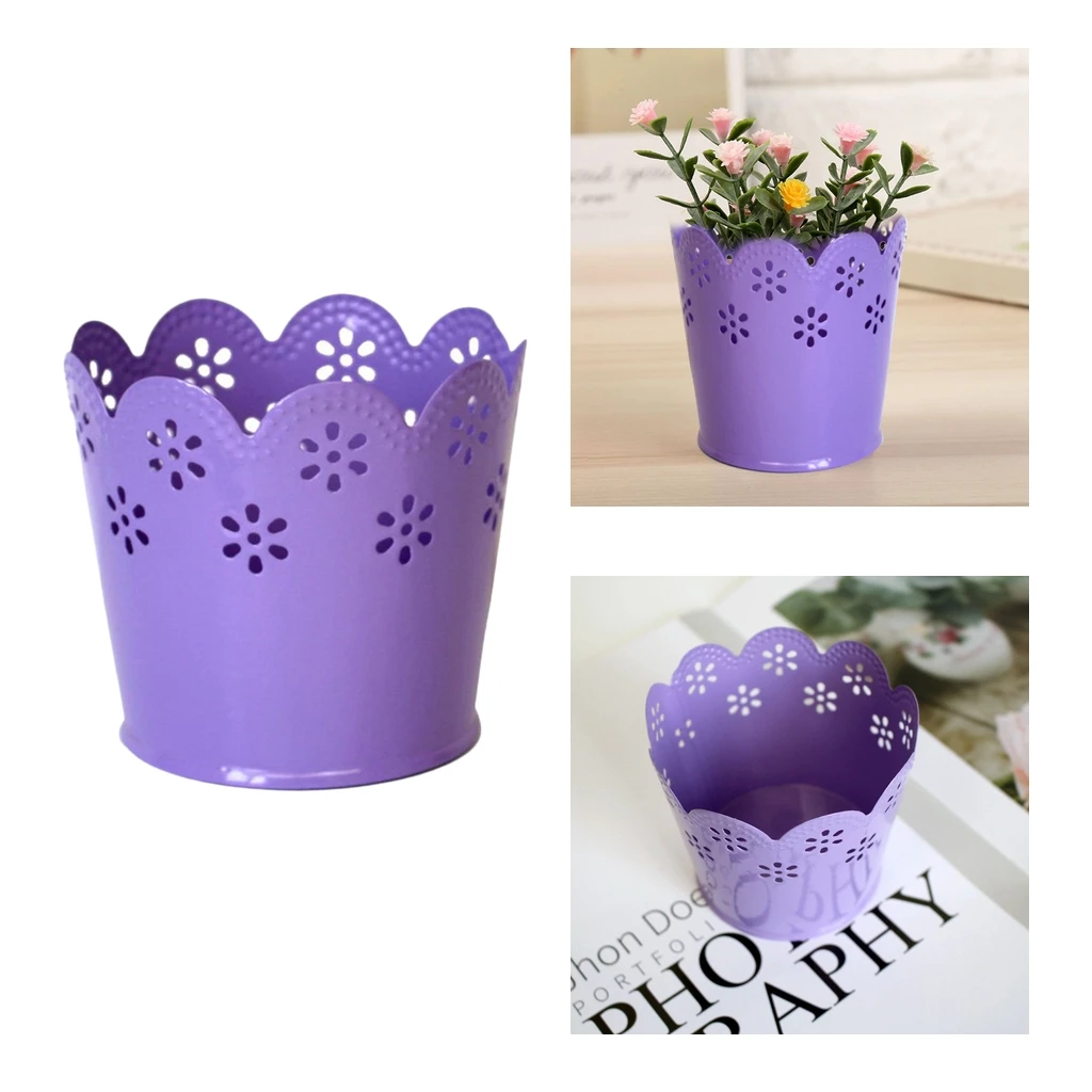 Hollow Flower Basket Holder Container Desktop Organizer Makeup Barrels Bucket