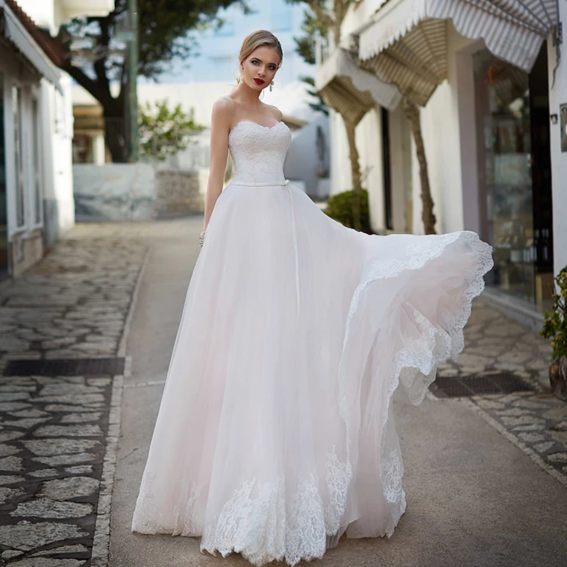 

BAZIIINGAAA Sleeveless Off The Shoulder Simple Silk Organza Wedding Backless Strap Fashion Bride Support Tailor-made