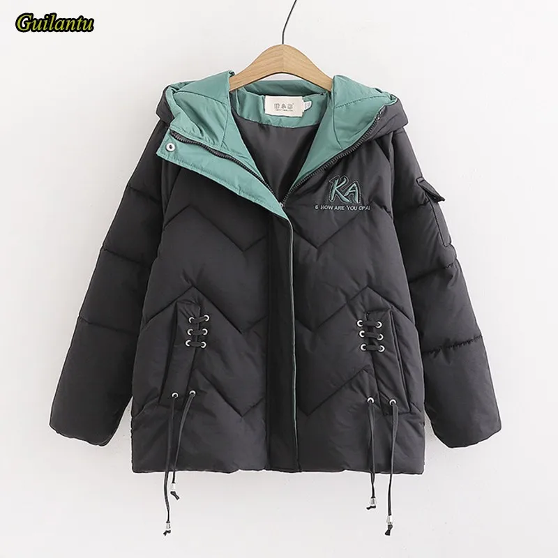 Зимнее пальто с капюшоном Guilantu Женская Толстая теплая короткая куртка на