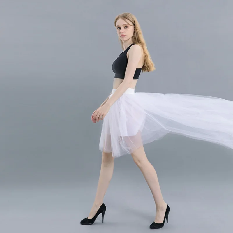 White Lady's Princess Tutu Tulle Midi Above Knee Skirt Underskirt Princess Ballet Dance Pettiskirts Underskirt CQ038