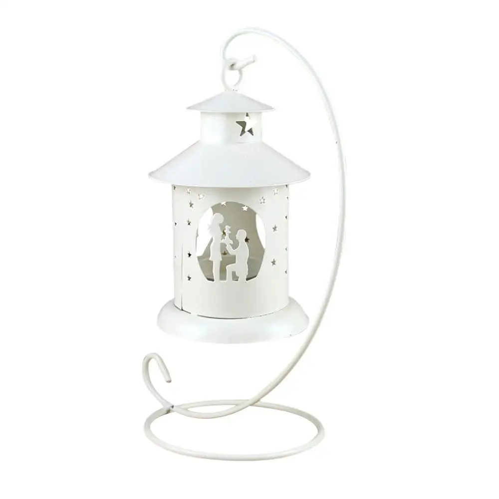 1PC Candlestick Lantern Hanging Candles Holder Retro Iron Candlestick Lantern Home Party Decor candle holders candelabros FDH - Цвет: B