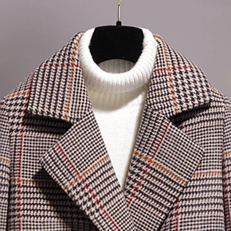 Goedkoop High end Fashion vrouwen retro plaid wollen jas vrouwelijke Koreaanse versie populaire plaid jas herfst en winter MS Straight fit jas