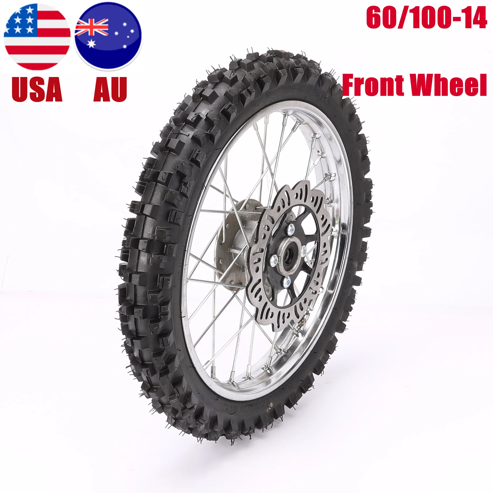 

TDPRO 1.4x14" Front Wheel Rim 60/100-14 Tire Assembly For 70cc 90cc 110cc 125cc 140cc 150cc 160cc Dirt Pit Bike