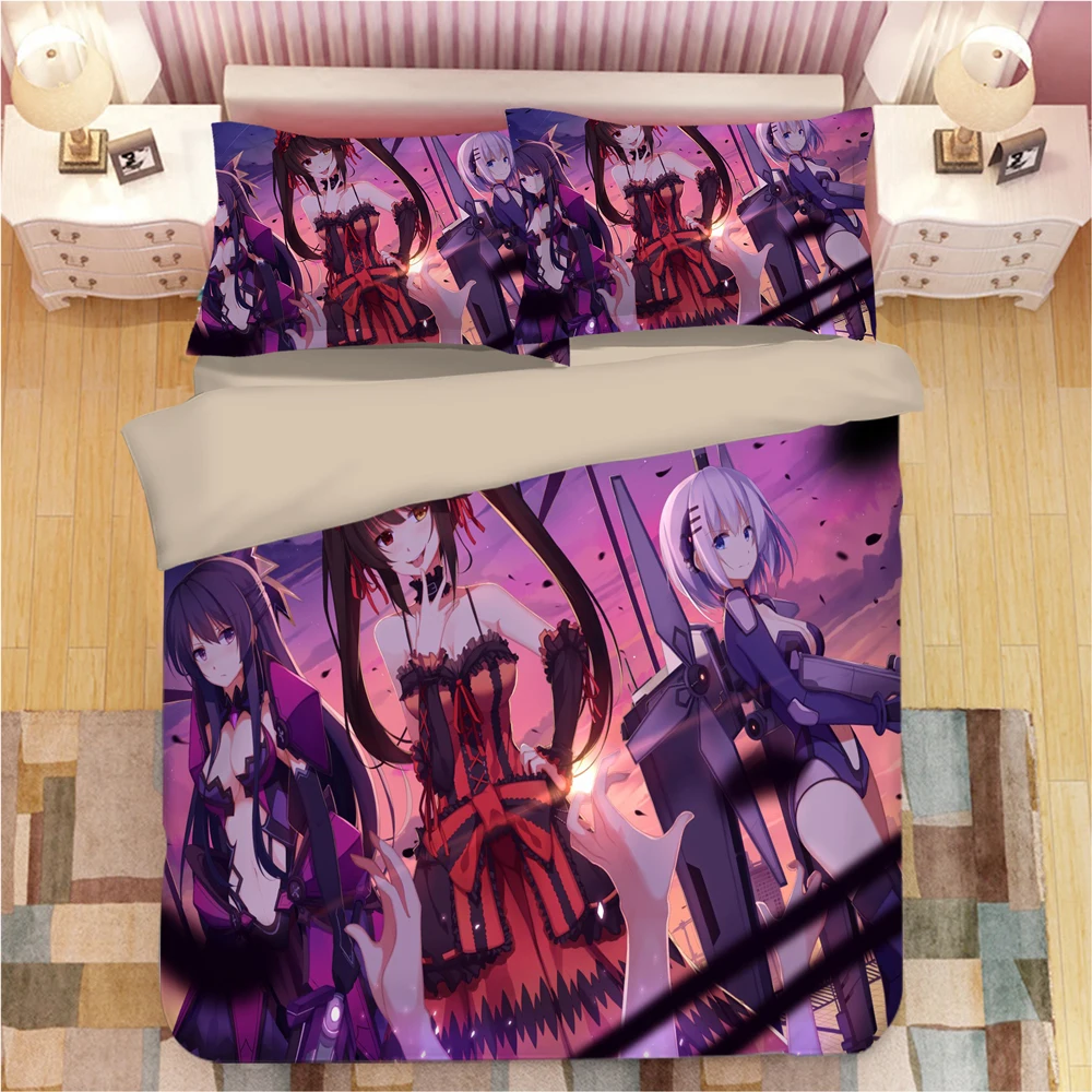 DATE A LIVE Постельное белье с рисованным аниме, пододеяльники, наволочки для подушек, токисаки Куруми одеяло Постельное белье s кровать льняное постельное белье - Color: 8