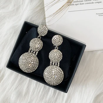 

designer K store Fashion jewelry shinny Crystal Alloy Bridal Long Earrings for Women Wedding Big Earrings for Bride Bridesmaids