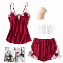 Women's Sleepwear Sexy Satin Pajama Set SleevAppliques Embroidery Lacem Summer Homewear Women 2 Piece set