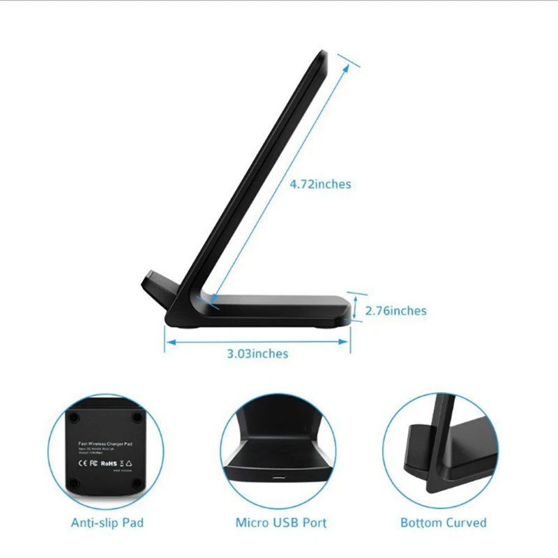 5W10W Cellphone Charging Stand Qi Wireless Charger Universal Phone Charger For iPhone XS MAXXSX8 Huawei Mate 20 Pro Samsung (8)