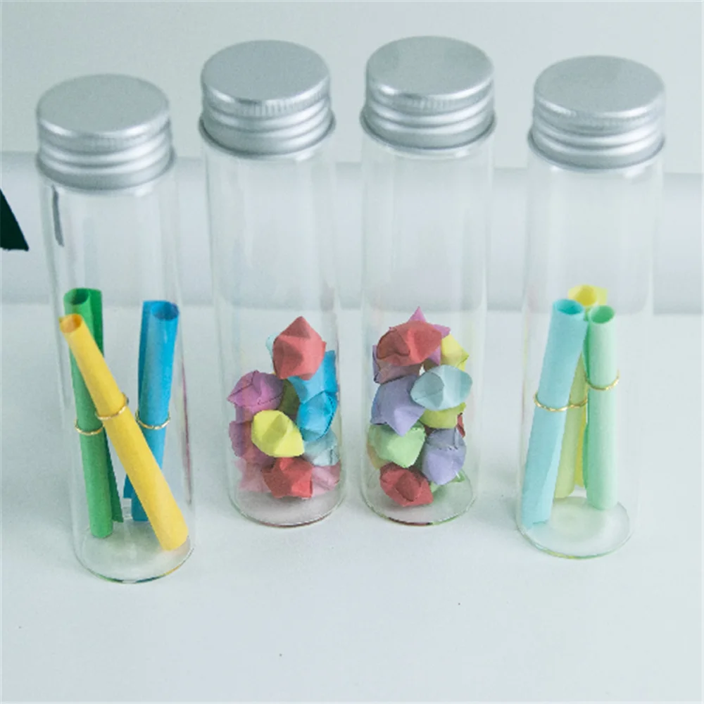 Glass Bottles Screw Top Empty Jars Vial 15ml 25ml 40ml 50ml 60ml Candy Vanilla Pill Food Perfume Bottle Metal Cap 12pcs