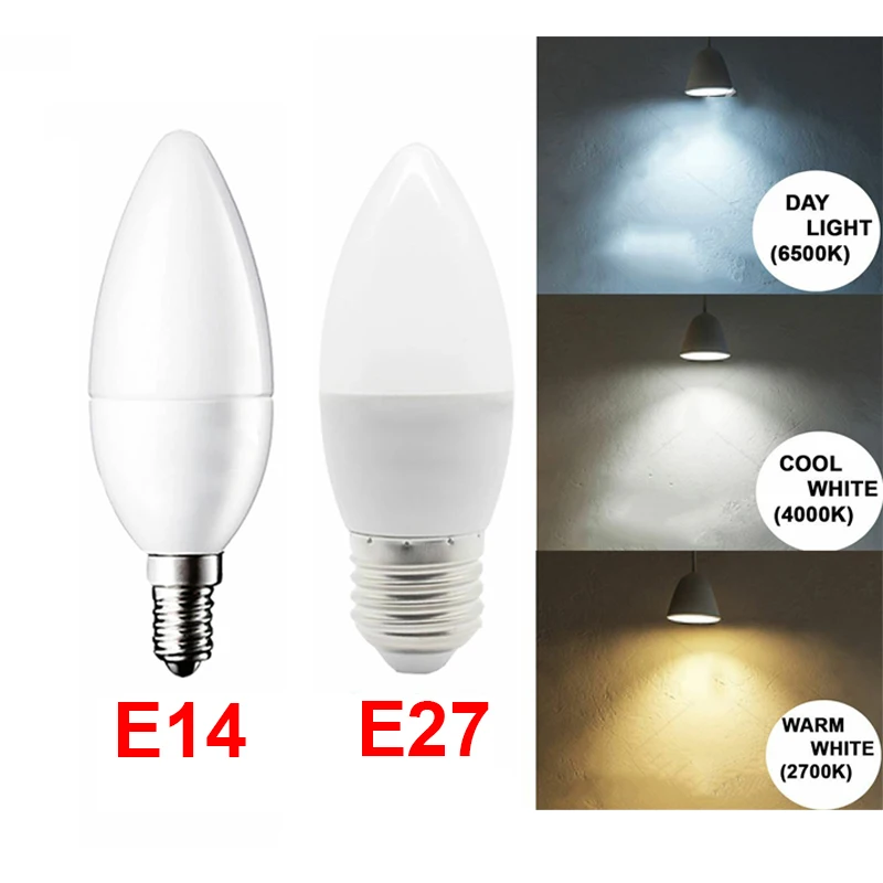 

Rantion 3W E14 E27 LED Candle Bulb Filament Light LED Lamp Replace Incandescent LED Bulb Bombill Candle Light Flame Bulb