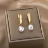 Boucles d'oreilles circulaires pour femmes, Vintage, Punk, rondes, baroques, en perles, en acier inoxydable, Clip d'oreille circulaire, bijoux cadeau Mujer