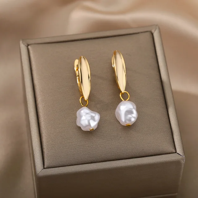 Boucles d'oreilles circulaires pour femmes, Vintage, Punk, rondes, baroques, en perles, en acier inoxydable, Clip d'oreille circulaire, bijoux cadeau Mujer